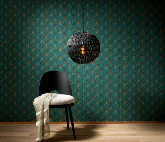 Art Deco Wallpaper Dark Green Wallpaper Emerald Wallpaper Gold Wallpaper Geometric Wallpaper Textured Wallpaper Vinyl Wallpaper Luxury