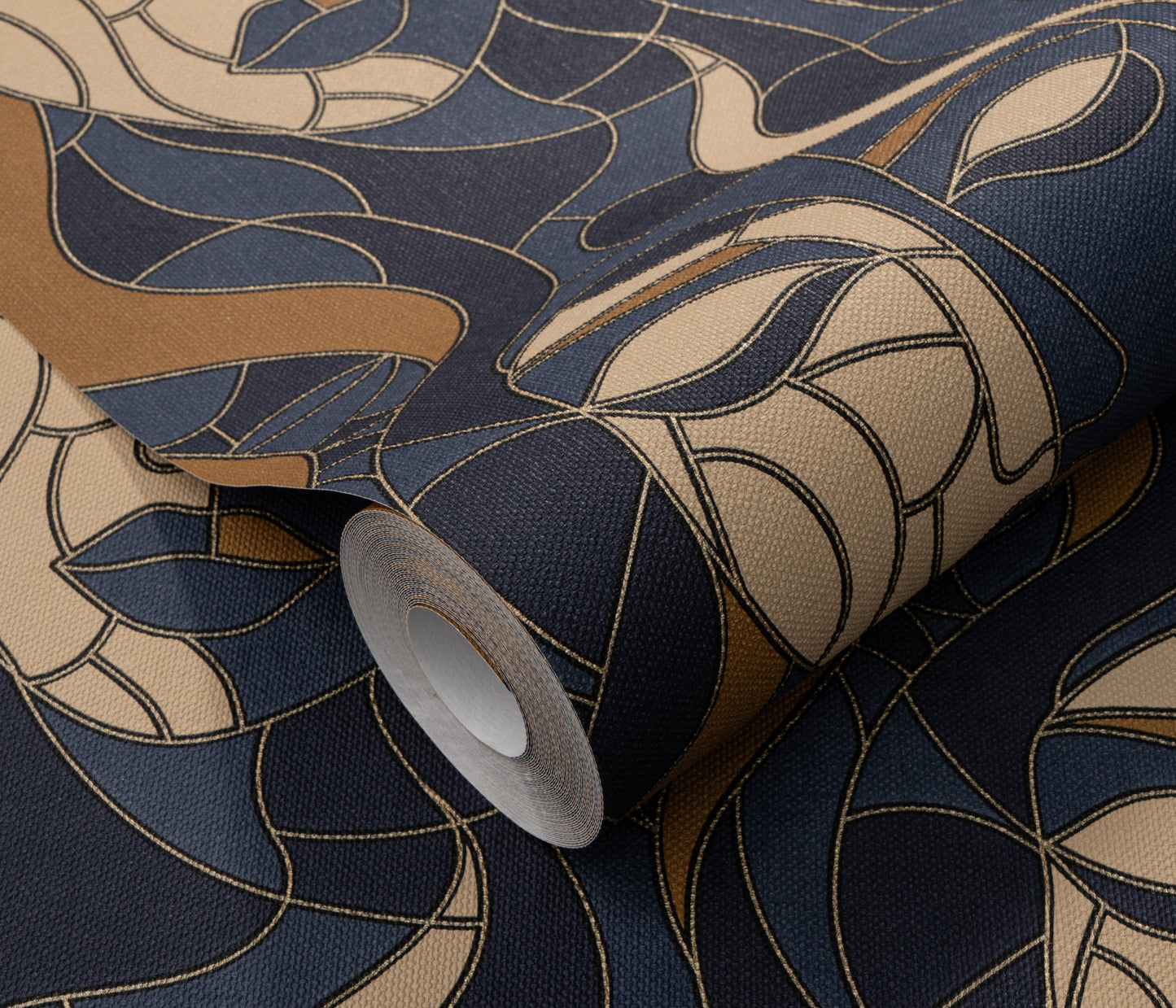 Art Deco Wallpaper Face Wallpaper Navy Gold Wallpaper Abstract Wallpaper Modern Wallpaper Statement Wallpaper Luxury Wallpaper Geometric