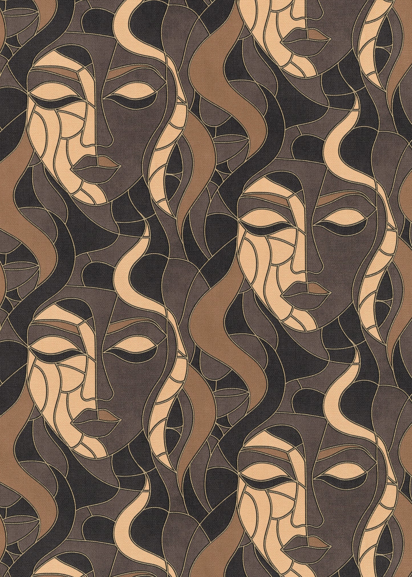 Art Deco Wallpaper Face Wallpaper Charcoal Gold Wallpaper Abstract Wallpaper Modern Wallpaper Statement Wallpaper Luxury Wallpaper Dark