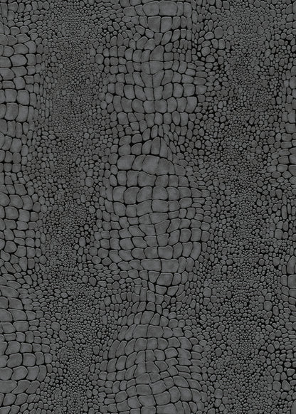 Black Pebble Stone Wallpaper | Modern Dark Texture Wallpaper | Embossed Vinyl Wallpaper | Bold Neutral Wall Decor | Cameo Collection