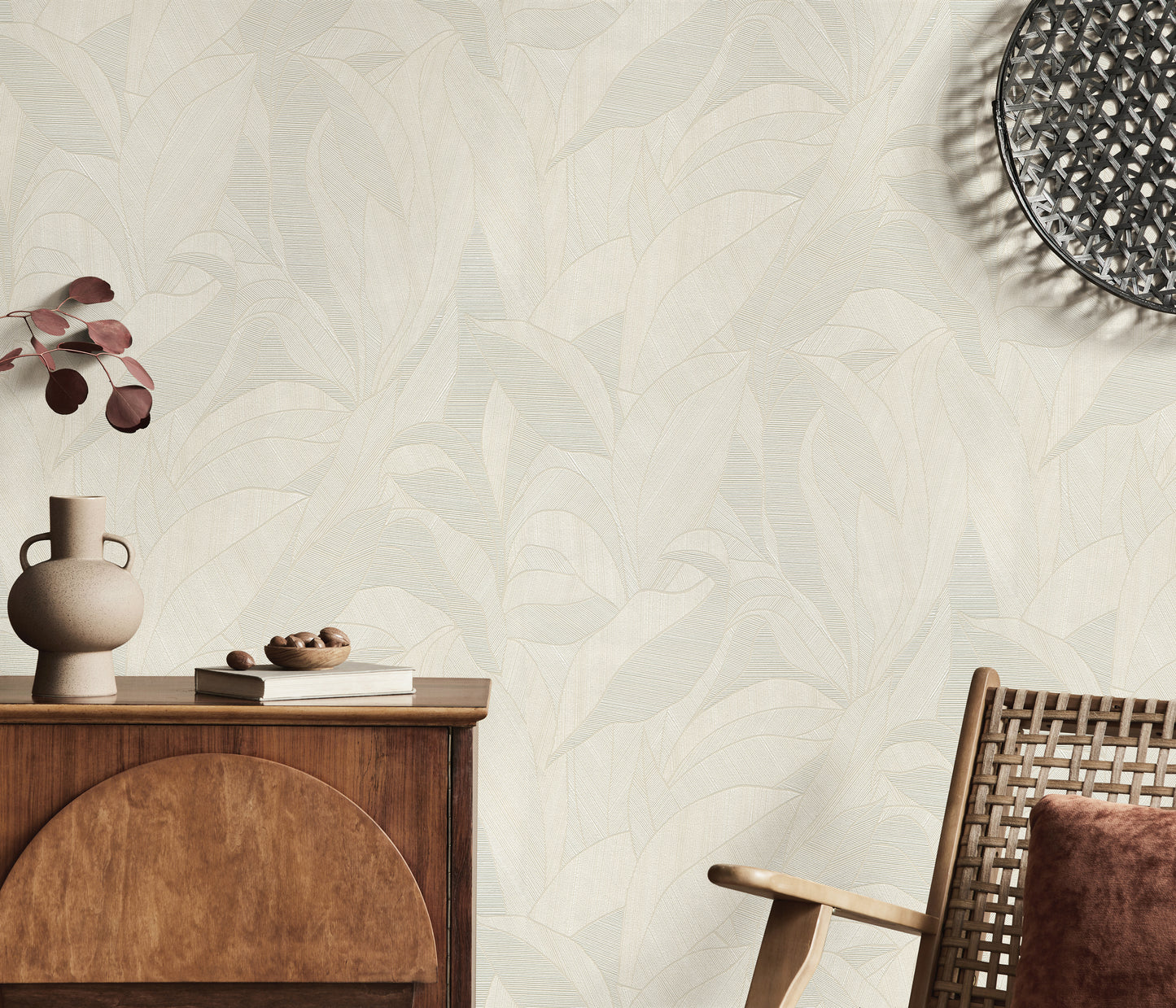 Beige Geometric Wallpaper | Modern Textured Line Wallpaper | Neutral Abstract Vinyl Wallpaper | Minimalist Wall Decor | Cameo Collection