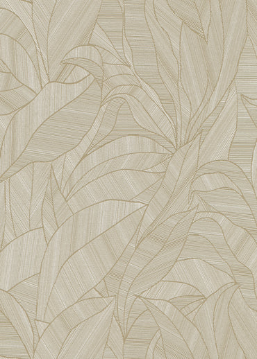 Beige Palm Leaf Wallpaper Textured Botanical Wallpaper Neutral Tropical Luxury Vinyl Wallpaper