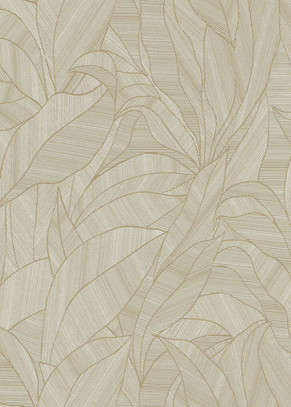 Beige Palm Leaf Wallpaper Textured Botanical Wallpaper Neutral Tropical Luxury Vinyl Wallpaper