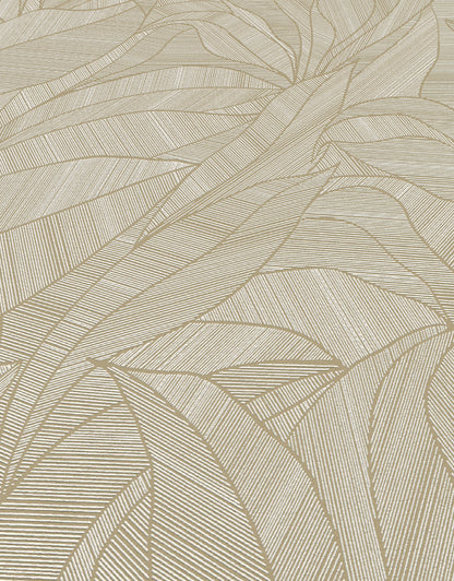 Beige Palm Leaf Wallpaper Textured Botanical Wallpaper Neutral Tropical Luxury Vinyl Wallpaper