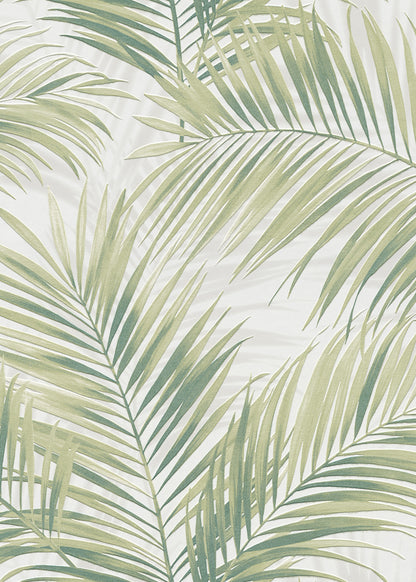 Green Palm Leaf Wallpaper | Tropical Botanical Wallpaper | Modern Vinyl Wallpaper Non-Woven | Neutral Nature Wall Decor | Cameo Collection