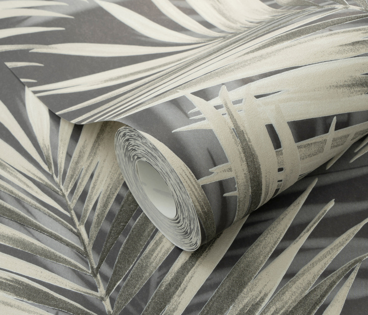 Grey Palm Leaf Wallpaper | Tropical Botanical Wallpaper | Modern Neutral Vinyl Wallpaper | Coastal Leaf Wall Decor | Cameo Collection