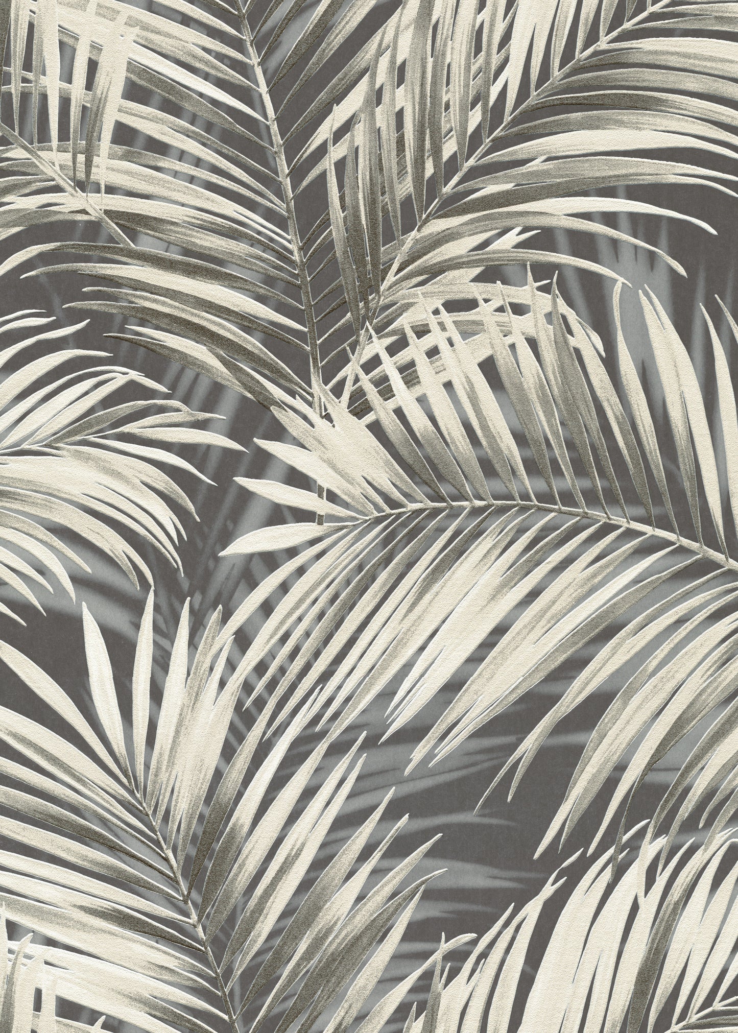 Grey Palm Leaf Wallpaper | Tropical Botanical Wallpaper | Modern Neutral Vinyl Wallpaper | Coastal Leaf Wall Decor | Cameo Collection