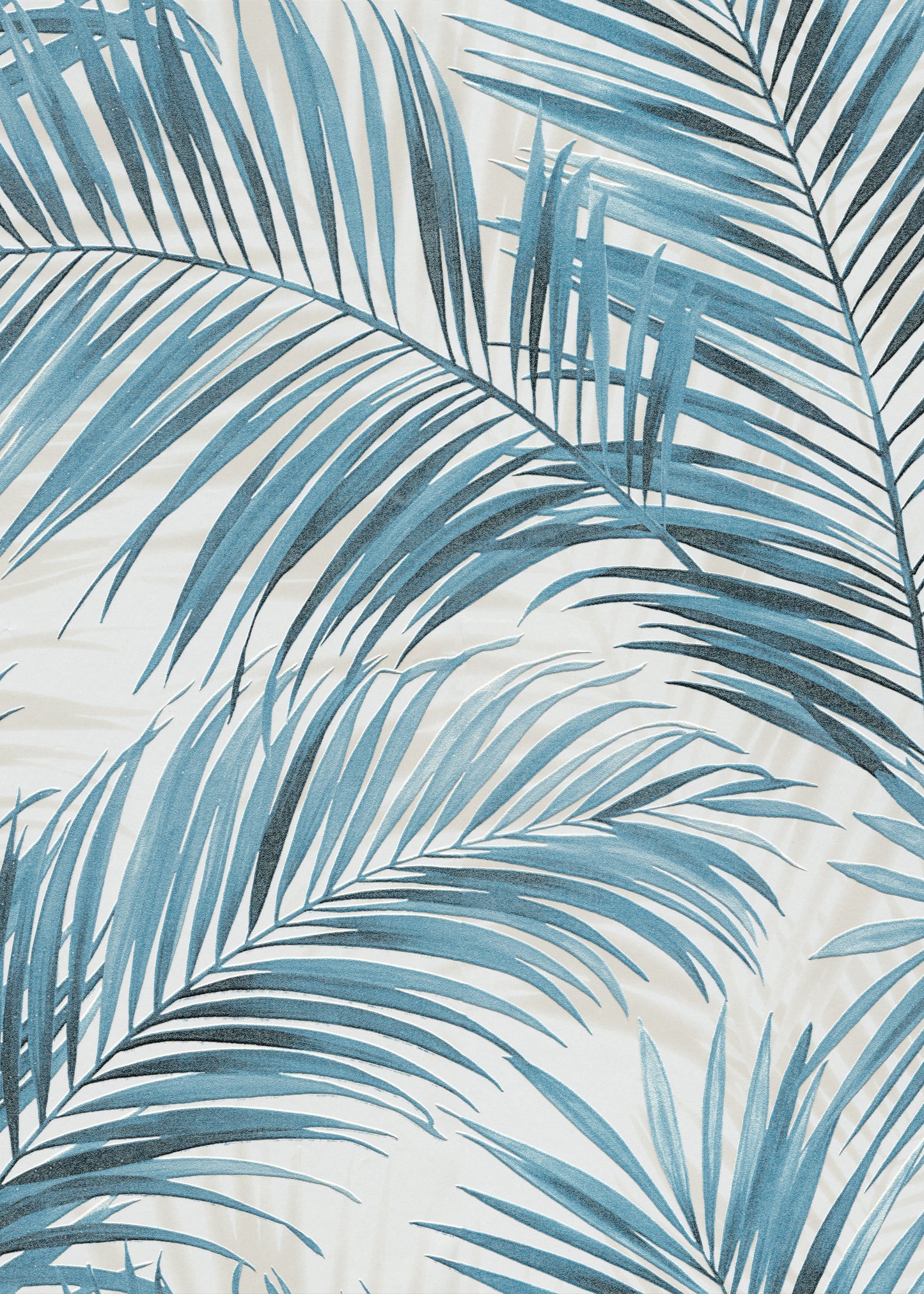 Blue Palm Leaf Wallpaper | Tropical Botanical Wallpaper | Coastal Modern Vinyl Wallpaper | Blue Leaf Wall Decor | Cameo Collection