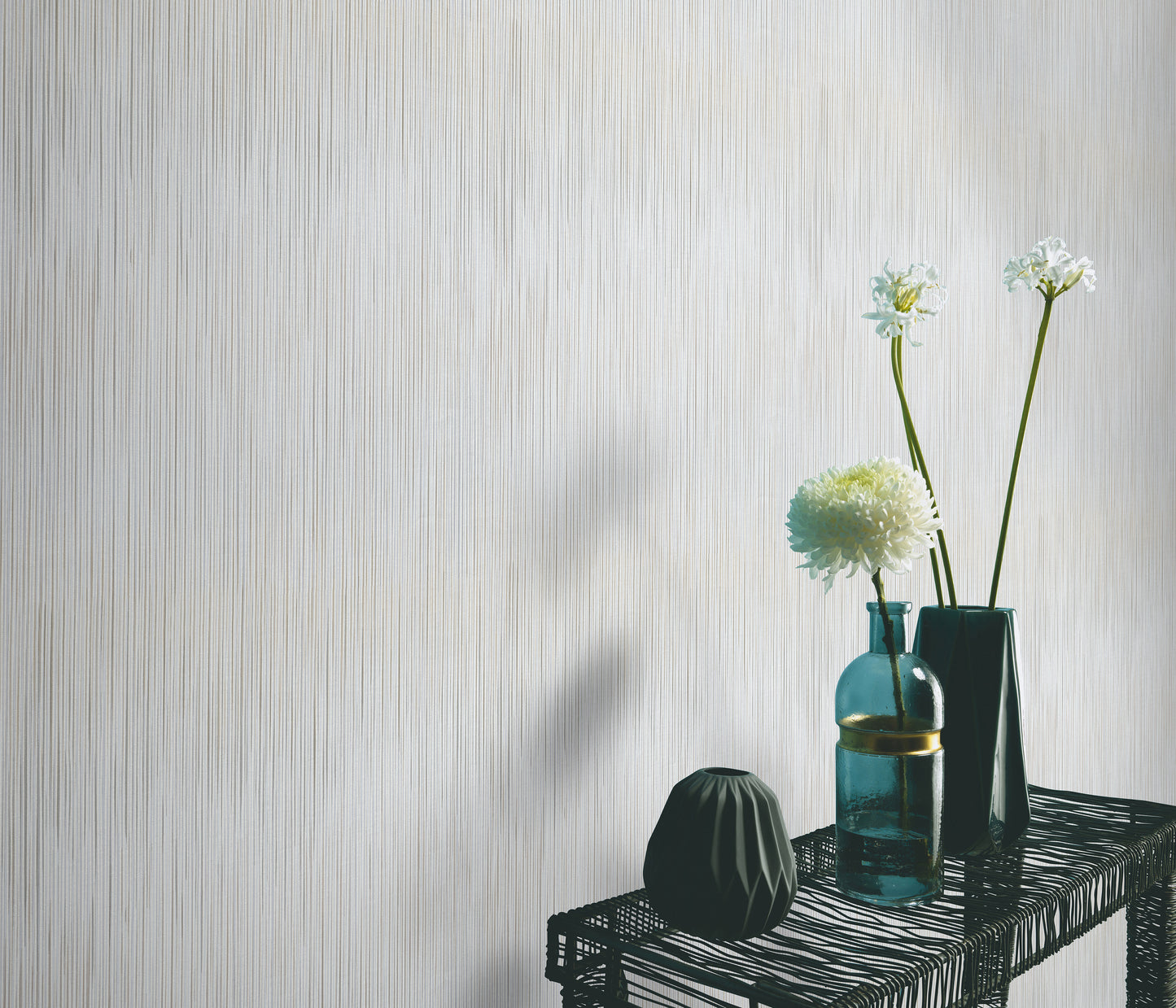 Neutral Stripe Wallpaper Beige Grey | Modern Vertical Line Wallpaper | Textured Vinyl Wallpaper | Minimalist Wall Decor | Cameo Collection