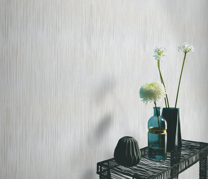Neutral Stripe Wallpaper Beige Grey | Modern Vertical Line Wallpaper | Textured Vinyl Wallpaper | Minimalist Wall Decor | Cameo Collection
