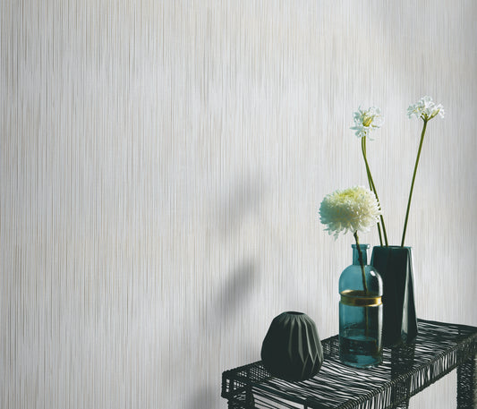 Neutral Stripe Wallpaper Beige Grey | Modern Vertical Line Wallpaper | Textured Vinyl Wallpaper | Minimalist Wall Decor | Cameo Collection