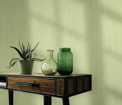 Green Textured Wallpaper | Soft Sage Vinyl Wallpaper | Modern Minimalist Wall Covering | Subtle Fabric Effect | Cameo Collection