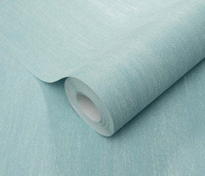Blue Textured Wallpaper | Soft Aqua Vinyl Wallpaper | Modern Minimalist Wall Covering | Subtle Fabric Effect | Cameo Collection