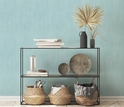 Blue Textured Wallpaper | Soft Aqua Vinyl Wallpaper | Modern Minimalist Wall Covering | Subtle Fabric Effect | Cameo Collection