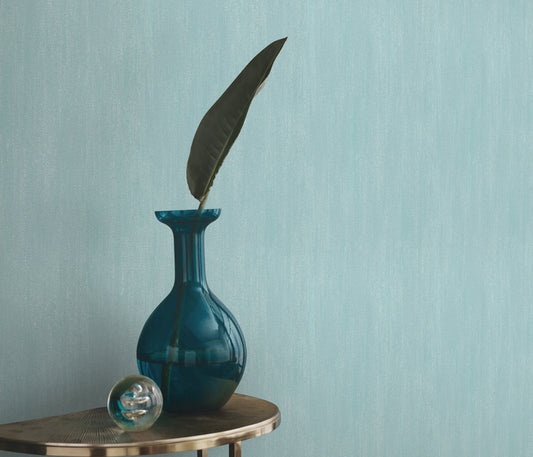 Blue Textured Wallpaper | Soft Aqua Vinyl Wallpaper | Modern Minimalist Wall Covering | Subtle Fabric Effect | Cameo Collection