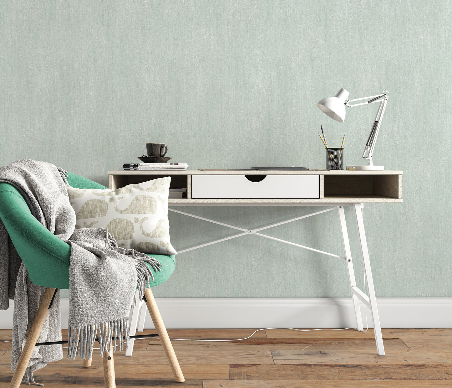 Light Green Wallpaper Modern Minimalist Wallpaper Textured Vinyl Wall Covering Soft Mint Neutral Home Decor