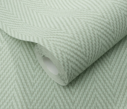 Sage Green Chevron Wallpaper | Textured Vinyl Wallpaper | Modern Geometric Wall Covering | Soft Pattern Minimal Decor | Cameo Collection