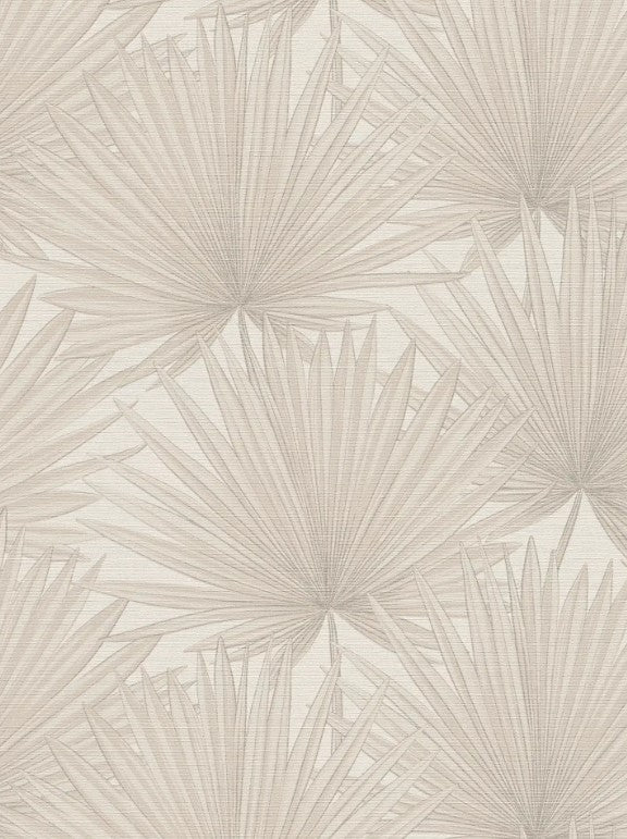 Beige Palm Leaf Textured Vinyl Wallpaper