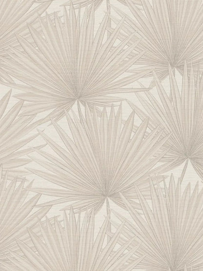 Beige Palm Leaf Textured Vinyl Wallpaper
