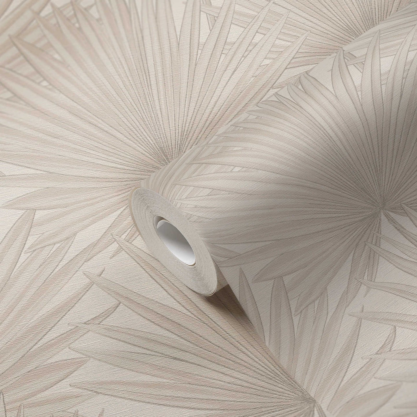Beige Palm Leaf Textured Vinyl Wallpaper