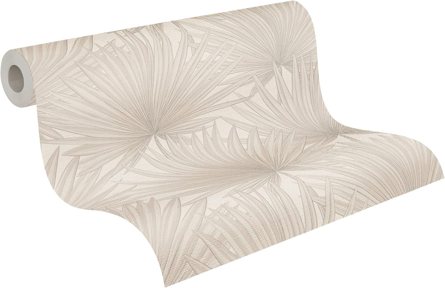 Beige Palm Leaf Textured Vinyl Wallpaper