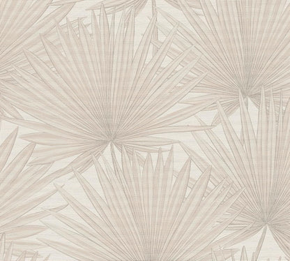 Beige Palm Leaf Textured Vinyl Wallpaper