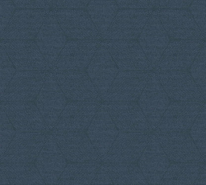 Dark Blue Geometric Textured Vinyl Wallpaper