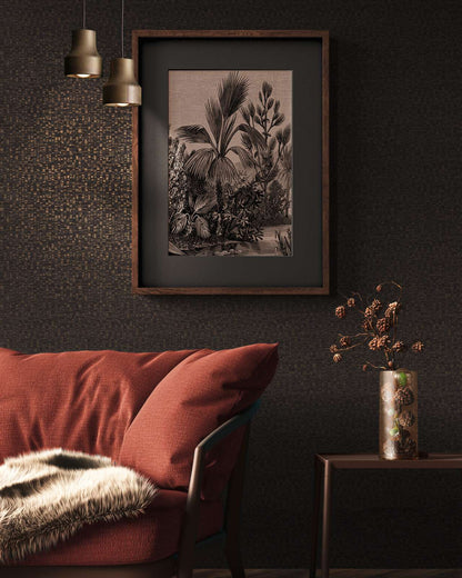 Dark Brown Metallic Textured Vinyl Wallpaper
