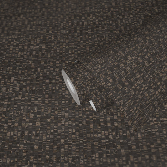 Dark Brown Metallic Textured Vinyl Wallpaper