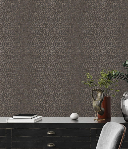 Dark Brown Metallic Textured Vinyl Wallpaper