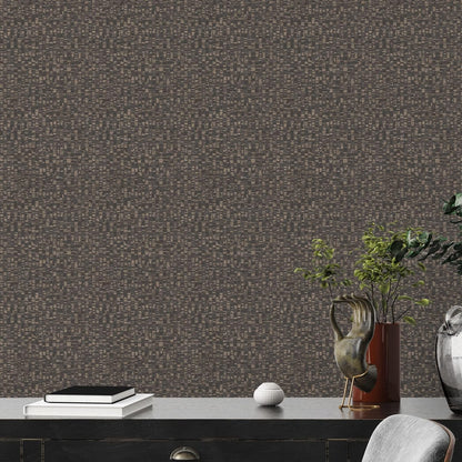 Dark Brown Metallic Textured Vinyl Wallpaper
