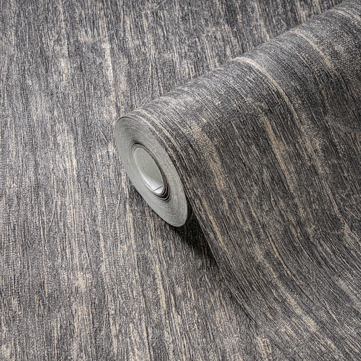 Dark Charcoal Textured Vinyl Wallpaper – Modern Linen Look Wall Covering