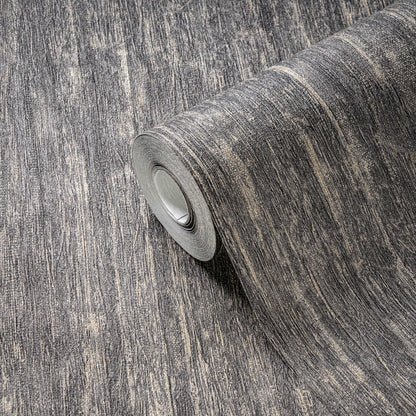 Dark Charcoal Textured Vinyl Wallpaper – Modern Linen Look Wall Covering