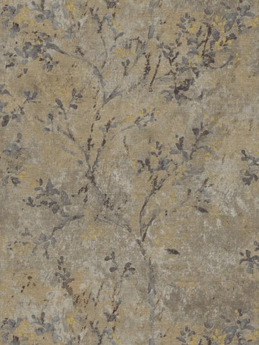 Taupe Floral Metallic Vinyl Wallpaper