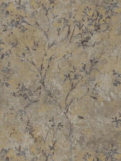 Taupe Floral Metallic Vinyl Wallpaper