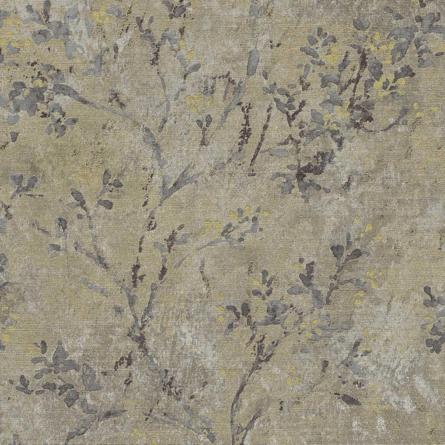 Taupe Floral Metallic Vinyl Wallpaper