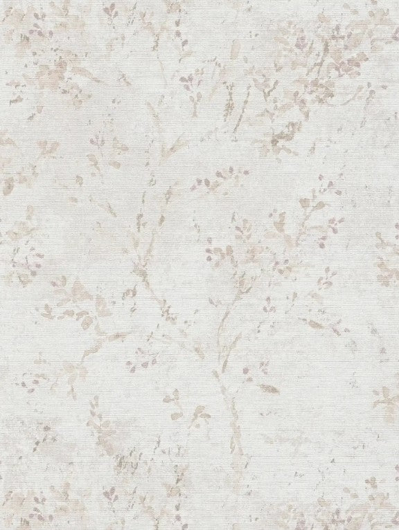 Soft Beige Floral Vinyl Wallpaper – Elegant Botanical Wall Covering