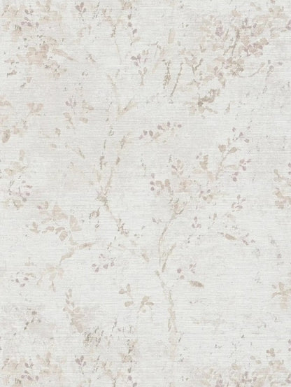 Soft Beige Floral Vinyl Wallpaper – Elegant Botanical Wall Covering
