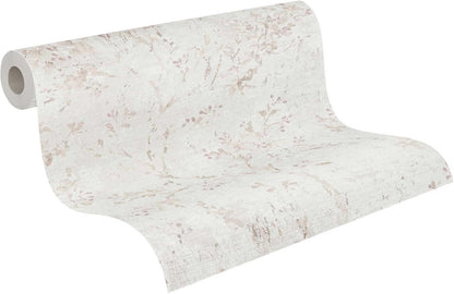 Soft Beige Floral Vinyl Wallpaper – Elegant Botanical Wall Covering