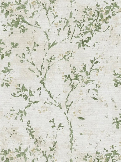 Green Botanical Textured Wallpaper