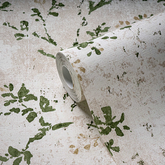 Green Botanical Textured Wallpaper