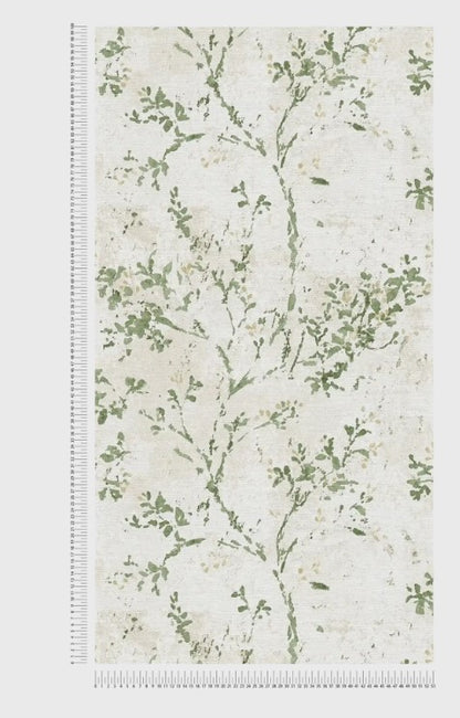 Green Botanical Textured Wallpaper