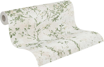 Green Botanical Textured Wallpaper