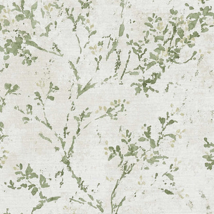 Green Botanical Textured Wallpaper