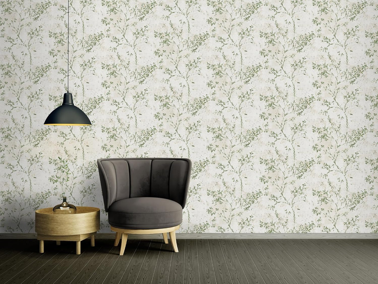 Green Botanical Textured Wallpaper