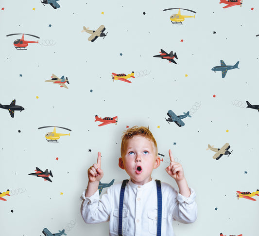 Airplane Wallpaper – Kids Aviation Theme, Vintage Planes & Helicopters