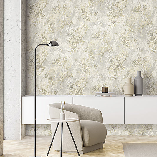 Beige Gold Abstract Textured Vinyl Wallpaper
