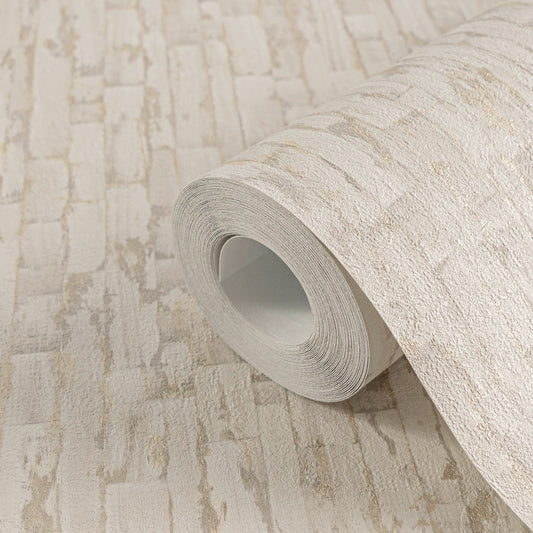 Taupe Textured Vinyl Fabric Look Wallpaper