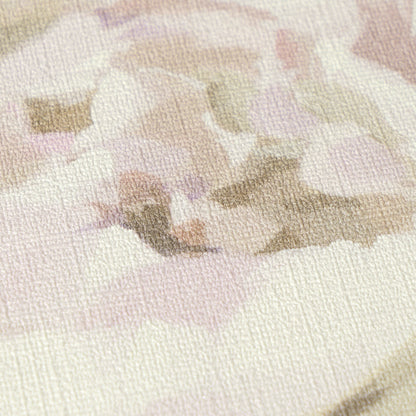 Vintage Romantic Cream & Pink Peony Floral Wallpaper | Elegant Textured Canvas Watercolor Blossom Wall Covering | Luxury Classic Cottagecore
