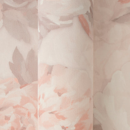 Vintage Romantic Warm Peach Peony Floral Wallpaper | Elegant Textured Canvas Watercolor Blossom Wall Covering | Luxury Classic Cottagecore